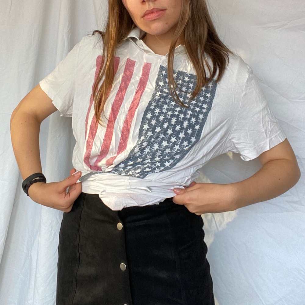 XL American flag white T-shirt from H&M